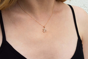 14-Karat Rose Gold OM Necklace with Pavé Diamonds