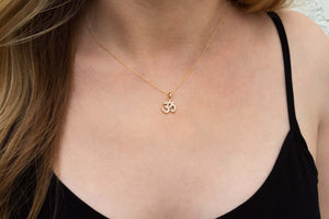 14-Karat Yellow Gold OM Necklace with Pavé Diamonds