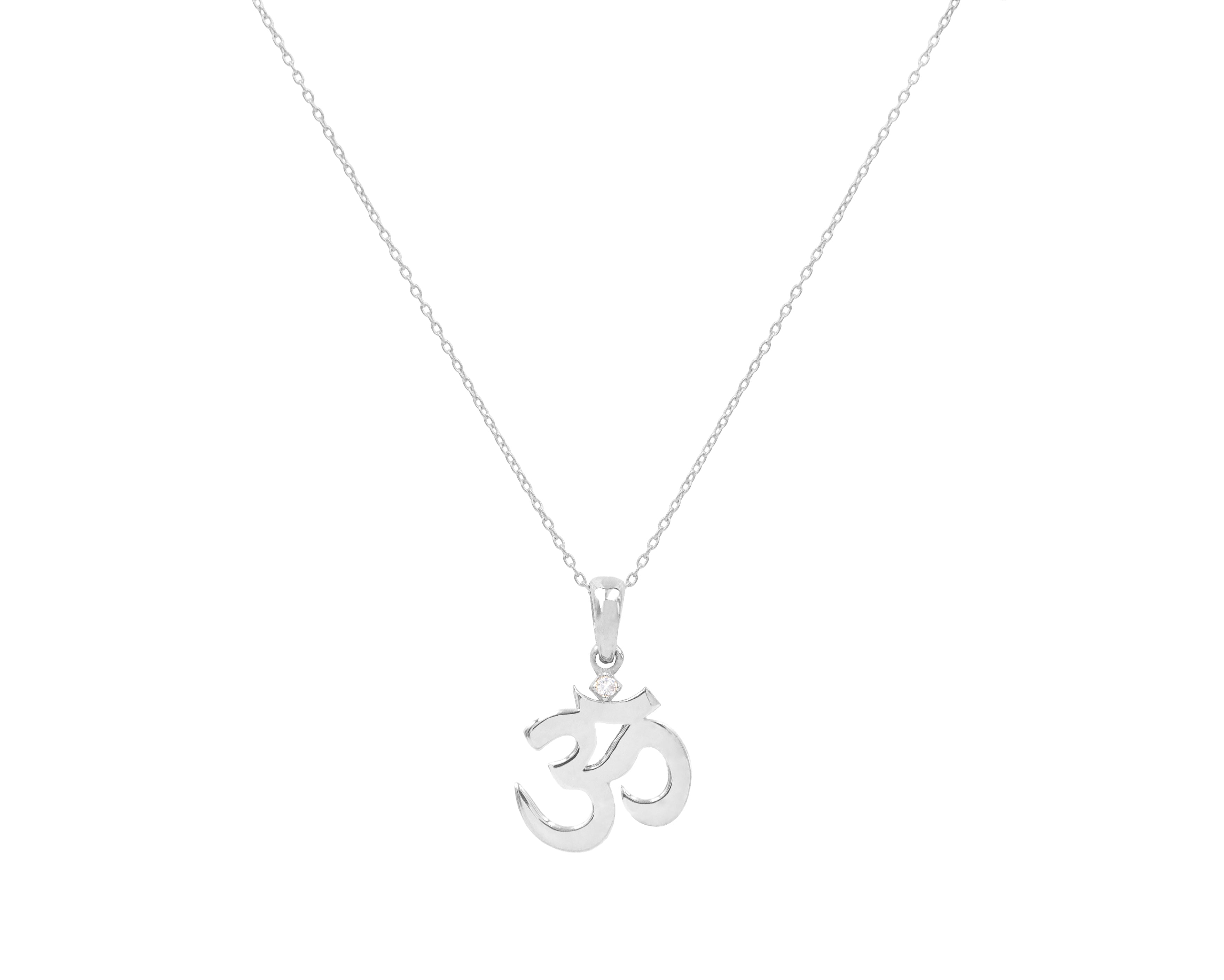 14-Karat White Gold OM Necklace