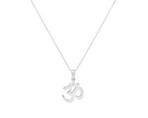 14-Karat White Gold OM Necklace